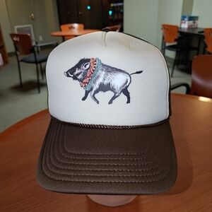 Western Aloha Boar Foam Lined Crown Trucker Mesh Snapback Cap Hat w/Rope